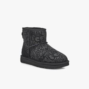 Ugg Classic Mini Sparkle Graffiti Women Classic Boots Black (0859OPSKB)